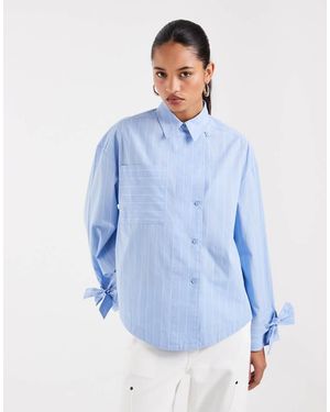 ASOS Camicia Oversize Con Polsini Annodati A Righe - Blu