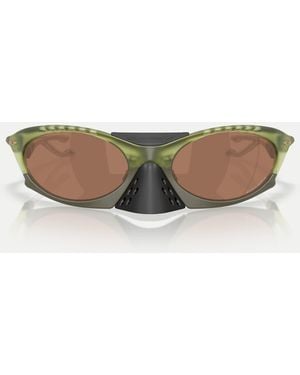 Oakley Plantaris ovale sonnenbrille mit braun verspiegeltem glas - Natur