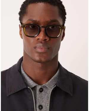 ASOS Square Sunglasses With Lens And Crystal Green Frame - Brown