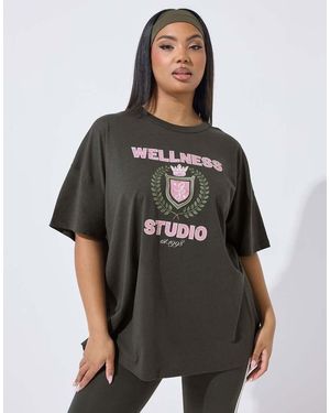 Yours Clothing 'Wellness Studio' Active T-Shirt - Black
