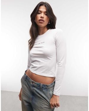French Connection Hot As Fcuk Long Sleeve Baby Tee - White