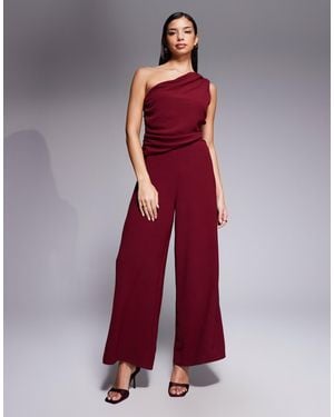 ASOS Draped One Shoulder Jumpsuit - Red