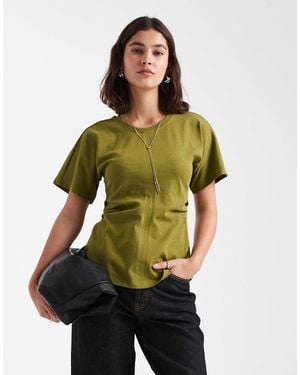 ONLY Cinch Waist T-shirt - Green