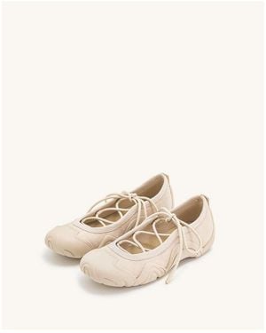 JW PEI Caitlin Lace Up Ballet Flats - Natural
