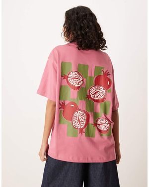 ASOS Oversized Tee With Pomengrate Graphic - Pink
