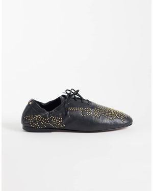 Bronx Jazz-ette Ballet Lace Up Shoes With Studding - Black