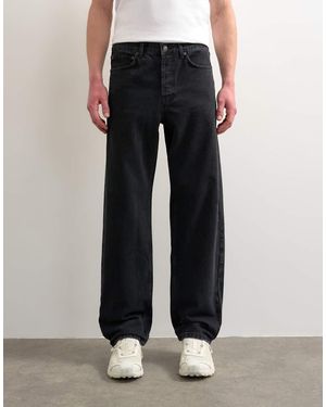 TOPMAN Vaqueros Negro Lavado Rígidos De Corte Recto De