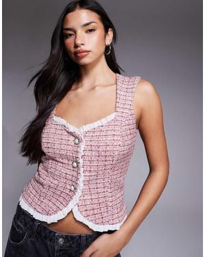 River Island Boucle Frill Neck Waistcoat - Purple