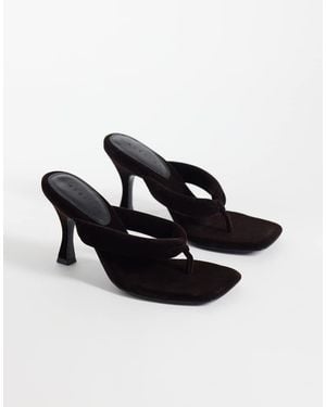 ASOS Huddle Padded Toe Thongs Heeled Sandals - Brown