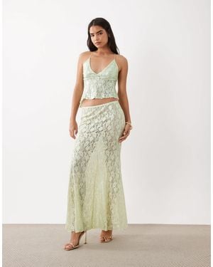 ASOS Foil Lace Sheer Maxi Skirt - White