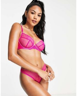 Wolf & Whistle X Megan Floral Embroidered Non Padded Bra - Pink