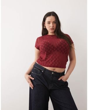 ASOS Asos Design Curve Lace Baby Tee - Red
