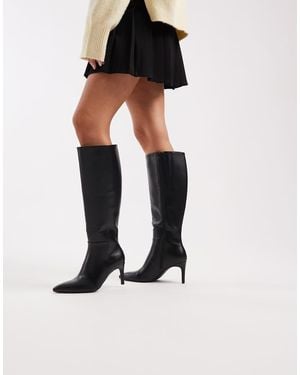 New Look Faux Leather Stiletto Heeled Boots - Black