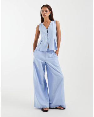 Aware Pantalon d'ensemble ample et texturé - clair - Bleu