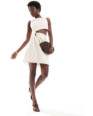 4th & Reckless Exclusive Contains Linen Cut Out Metal Hardware Mini Dress - White