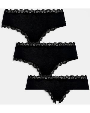 Pieces Confezione Da 3 Paia Di Slip A Vita Bassa Neri - Nero