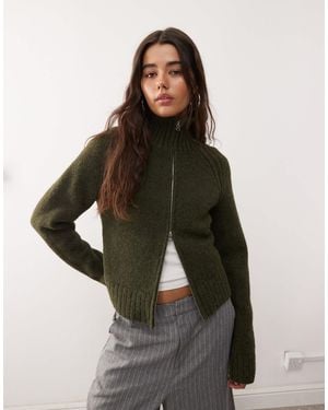 Weekday Wool Blend Hairy Knit Zip Through Cardigan - Multicolor