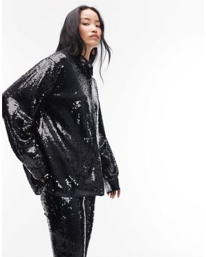 ASOS Tailored Premium Sequin Oversized Shirt Co-ord - Black