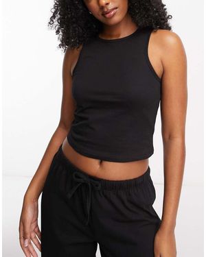 ASOS Canotta Del Pigiama Mix & Match Con Scollo A Vogatore Nera - Nero