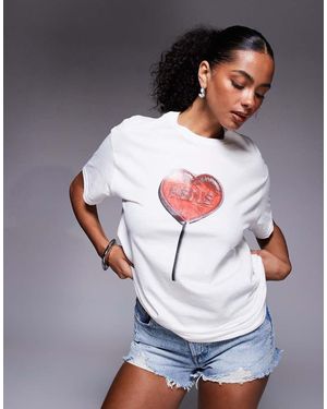 River Island Camiseta Blanca Extragrande Con Estampado De Piruleta De - Gris