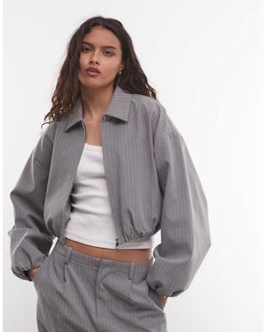 CERNUCCI Co-Ord Con Giacca Bomber Con Colletto Gessata Grigia - Grigio