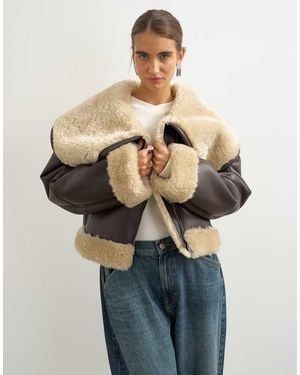TOPSHOP Shearling Oversized Collar - Blue