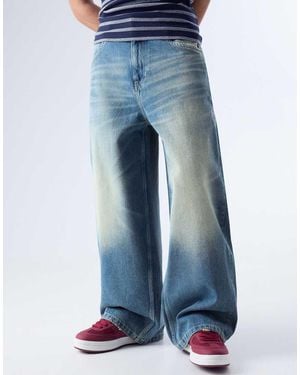 Bershka Baggy Wide-Leg Jeans - Blue