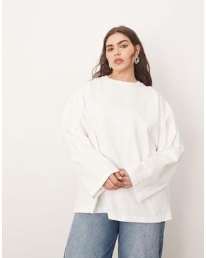 ARRANGE Curve – langärmliges oversize-shirt aus baumwolle - Weiß