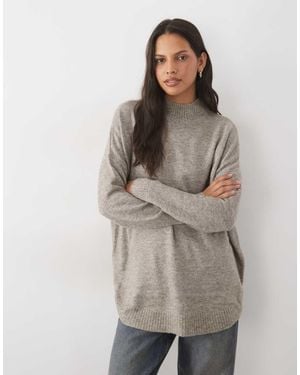 Vero Moda Oversized Trui Met Opstaande Boord - Bruin