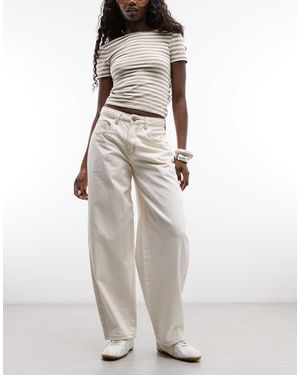 Daisy Street Jeans Barrel A Vita Bassa Color Ecru - Grigio