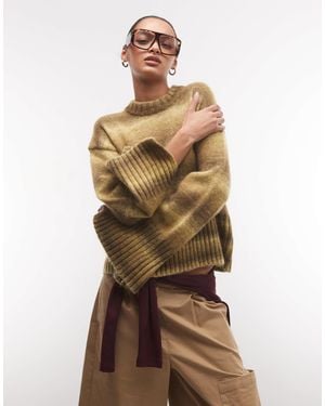 Monki Kastiger pullover mit verwaschenen streifen - Natur