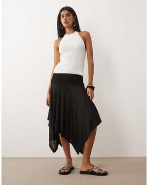 ASOS Sheer Mesh Hanky Hem Skirt - Natural