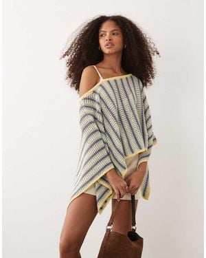 ASOS Knitted Cotton Look Poncho - Multicolour