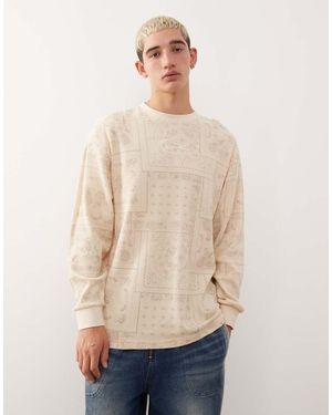 Karlkani Signature Waffle Paisley Long Sleeve T-shirt - Natural