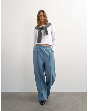 TOPSHOP Joggingbroek Met Rechte Pijpen En Platgestikte Plooitjes - Blauw