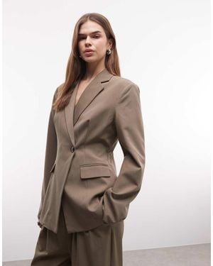 Reclaimed Vintage Cinch Asymmetric Detail Tailored Blazer - Brown