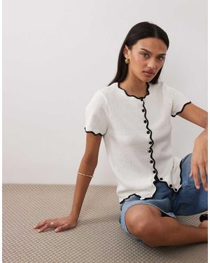 ASOS Slub Yarn Cardigan With Scallop Edges - Multicolour