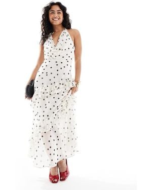 New Look Cowl Neck Ruffle Maxi Dress - White