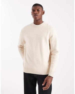 Only & Sons Jersey Color Crema Holgado Con Cuello Redondo De Punto De -Blanco - Neutro