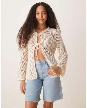 ASOS Cárdigan Con Lazada Delantera De Croché De -Blanco - Azul