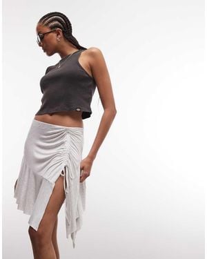Monki Asymmetric Ruched Mini Skirt - White