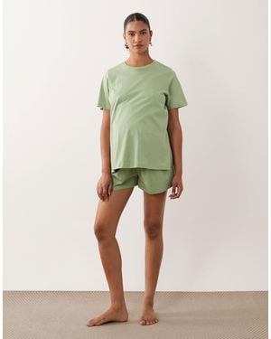 ASOS Asos design maternity – mix & match – verspielte pyjama-shorts aus baumwolle - Grün