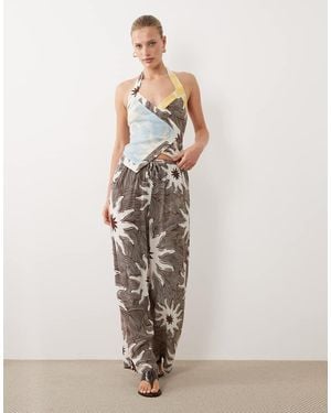 Never Fully Dressed Wide Leg Drawstring Trousers - Natural