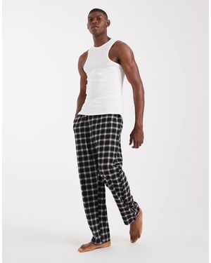 New Look Pantalones De Pijama De Cuadros En Negro De - Blanco