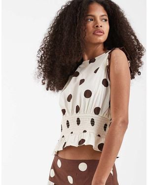 Neon Rose Co-ord Flutter Sleeve Shirred Top - Brown