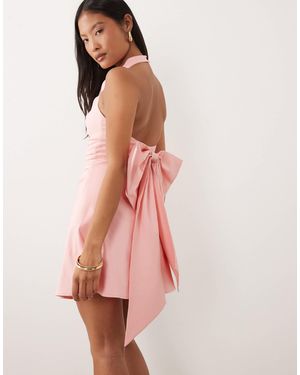TFNC London Halter Neck Bow Back Mini Dress - Pink