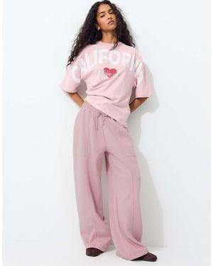 Stradivarius Joggingbroek Van Katoen Met Barrel-Pasvorm - Roze