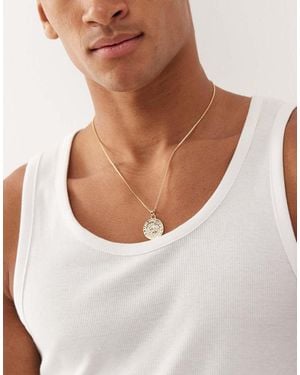 FADED FUTURE Collar De Cadena Con Colgante De Moneda De San Cristóbal De - Blanco