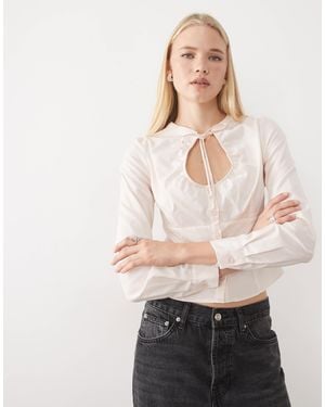 Miss Selfridge Keyhole Fitted Shirt - Natural