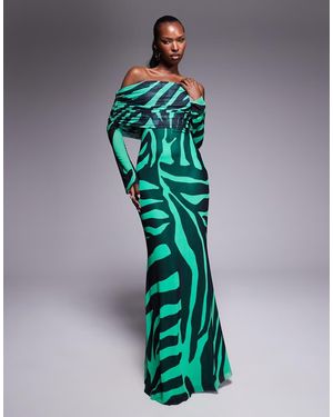 AFRM Bardot Power Mesh Maxi Dress - Green